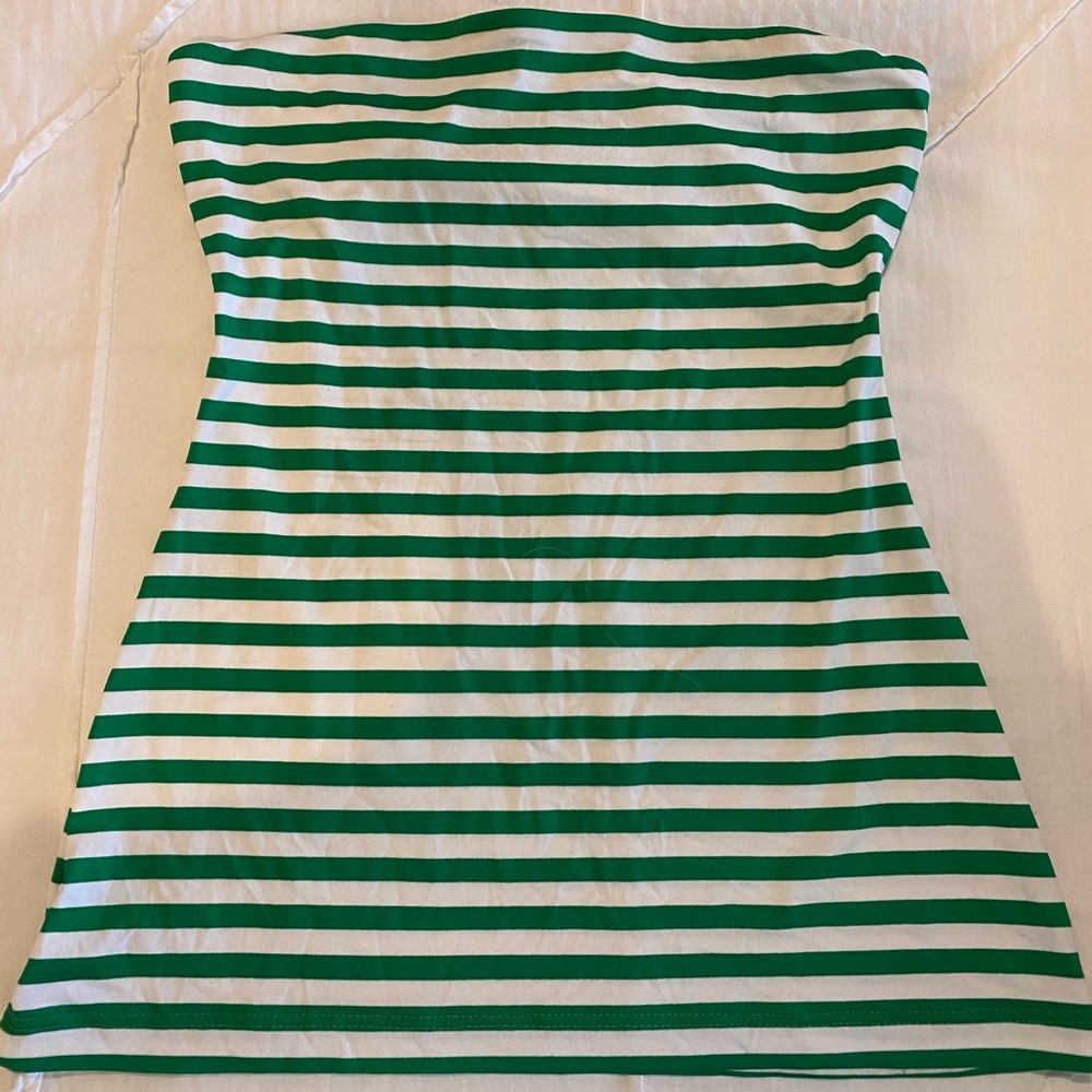 Revolve Green and White Stripe Top